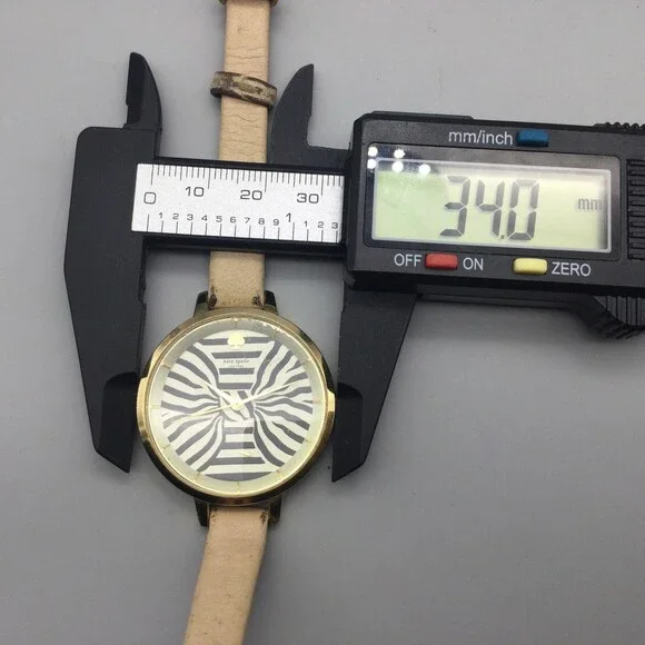 Kate Spade Metro Watch Womens 34mm Bow Stripe Dial Gold Tone New Battery - Picture 13 of 15